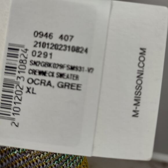 M Missoni Pattern Rib Knit Wool Blend Sweater Ocra Green Size XL - Picture 6 of 16